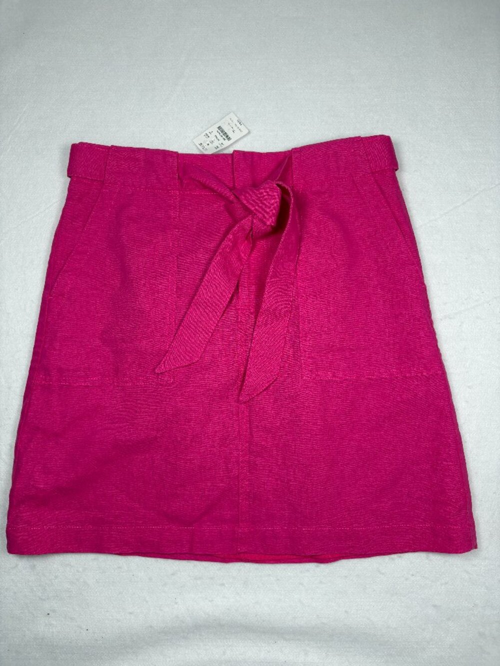 J.Crew Linen-Cotton Utility Skirt Crisp Begonia Barbiecore Preppy Office Sz 8